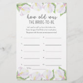 Calla bloemen - Hoe oud was de bruid om te zijn (Voorkant)