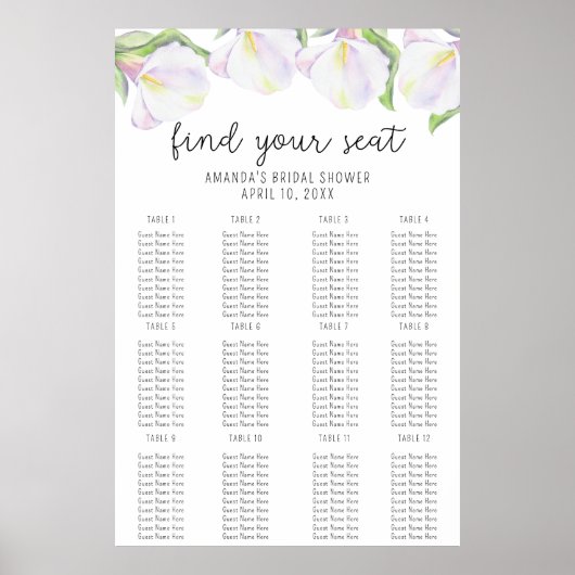 Calla bloemen - zitkaart foam board poster (Voorkant)
