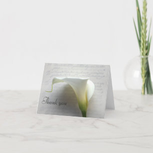calla de lelie op oud manuscript dankt u kaardt bedankkaart