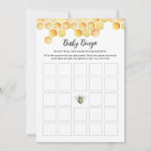 CALLA Honey Bee Baby shower Carte de Bingo (Dos)