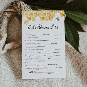 CALLA Honey Bee Baby shower Libs Game Kaart
