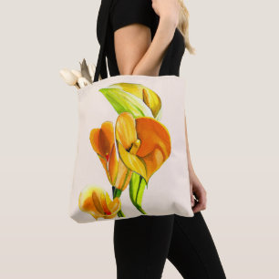Calla lelie bloesem waterverf floraal draagtas
