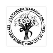 Calla lelies boeket boog lint naam RET adres Zelfinktende Stempel (Design)