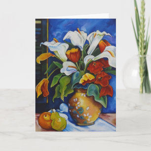 Calla Lelies en Poppies Wenskaart Kaart