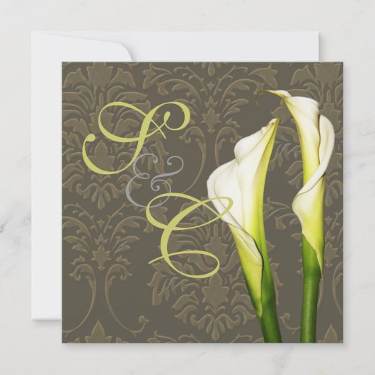 CAlla-lelies op damast, trouwkaarten Kaart (Voorkant)
