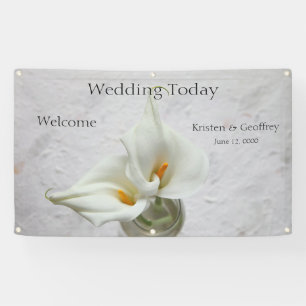 Calla lelies op getextureerde achtergrond bruiloft spandoek