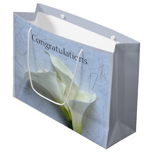 Calla-leugens op decoratieve achtergrond groot cadeauzakje (Voorkant Gekanteld)