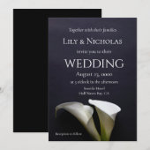 Calla leugens op een donkere achtergrond bruiloft kaart (Voorkant / Achterkant)