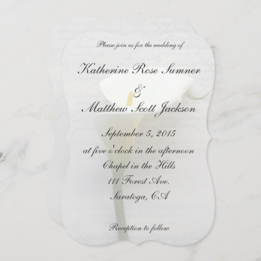 Calla lib op oud handschrift kaart (Voorkant / Achterkant)