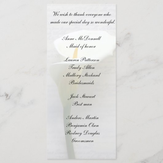 Calla lib op oud handschrift programma (Achterkant)