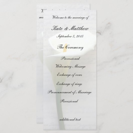 Calla lib op oud handschrift programma (Voorkant / Achterkant)