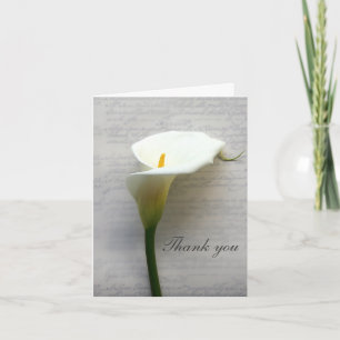 Calla lichter op oude handschrift bedankkaart
