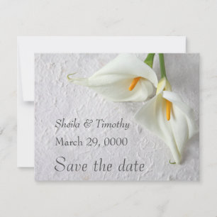 Calla-lijsten met ruimte voor tekst save the date