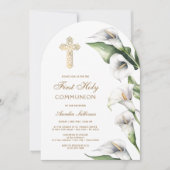 Calla Lilies Arch First Communion Invitation (Devant)
