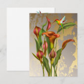 Calla Lilies en Hummingbird Briefkaart (Voorkant / Achterkant)