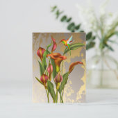 Calla Lilies en Hummingbird Briefkaart (Staand voorkant)
