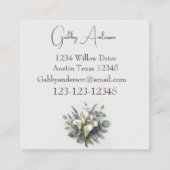 Calla Lilies en Lavendel Vierkante Visitekaartje (Achterkant)