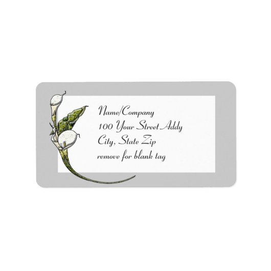 Calla Lilies Etiket (Voorkant)