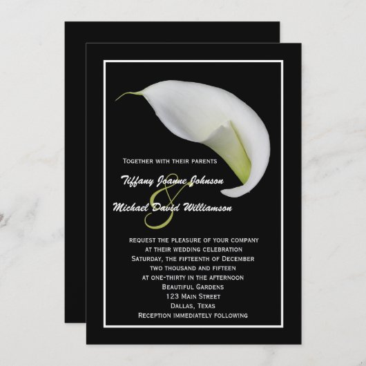 Calla Lilies Faire-part de mariage - Blanc Calla L (Devant / Derrière)