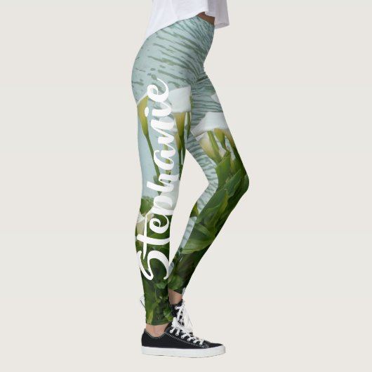 Calla Lilies Floral, Persoonlijke naam Leggings (Rechts)