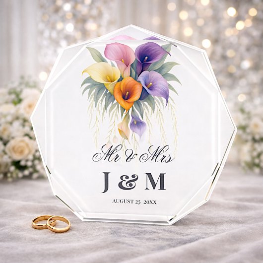 Calla Lilies Keepsake Newlyweds Gift Bride Groom Fotoblokken