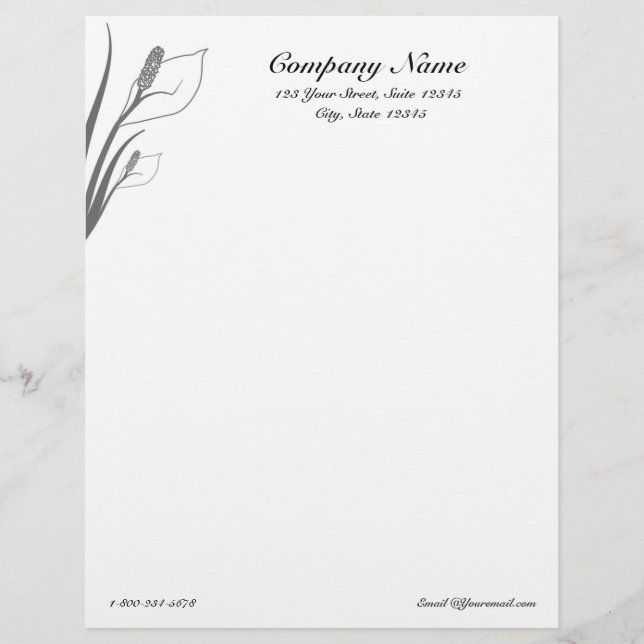 Calla Lilies Letterhead Briefhoofd (Voorkant)