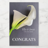 Calla lilies op een grijze bruiloft wijn etiket (Enkel label)