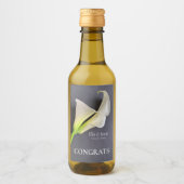 Calla lilies op een grijze bruiloft wijn etiket (Voorkant)