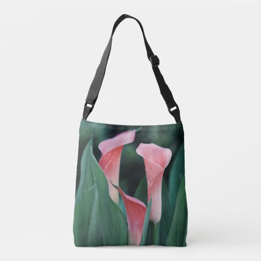Calla Lilies roze bloemen Crossbody Tas (Achterkant)