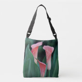 Calla Lilies roze bloemen Crossbody Tas (Voorkant)