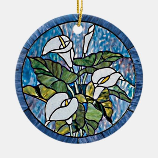 Calla Lilies Stain Glass Kijk Keramisch Ornament (Voorkant)