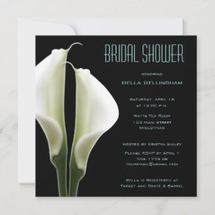 Calla Lillies Bridal Shower Invitation in Aqua Kaart
