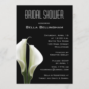 Calla Lillies Bridal Shower Invitation on Black Kaart
