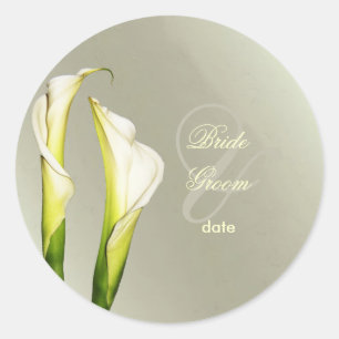 Calla Lillies trouwstickers Ronde Sticker