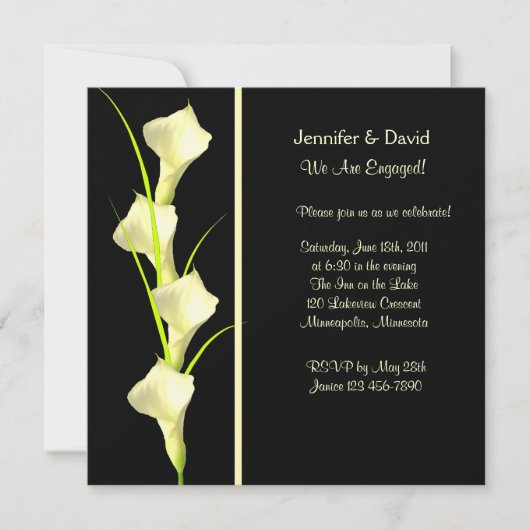 Calla Lillies Verloving Invitation Kaart (Voorkant)