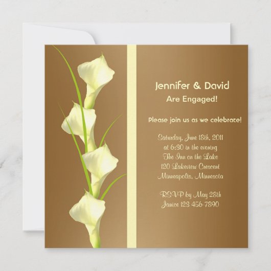 Calla Lillies Verloving Invitation Kaart (Voorkant)