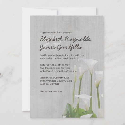 Calla Lillies Wedding Invitations Kaart (Voorkant)