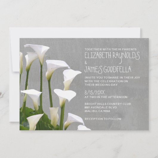 Calla Lillies Wedding Invitations Kaart (Voorkant)