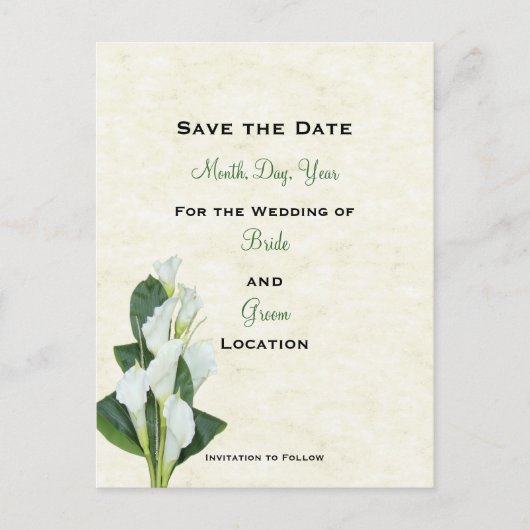 Calla Lilly Save The Date Kaart (Voorkant)