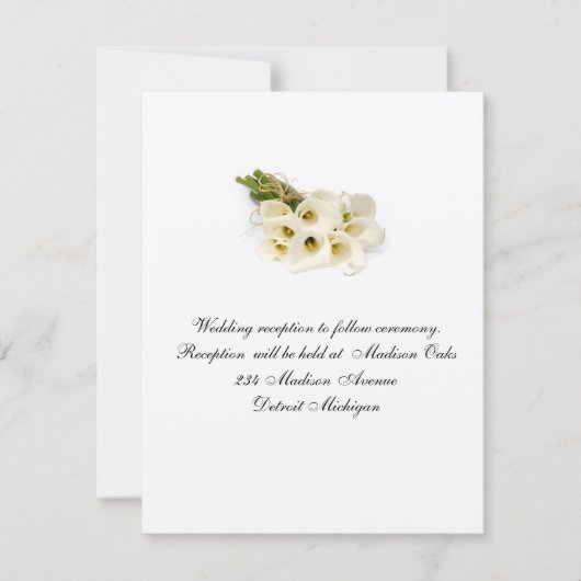 Calla Lilly Wedding Invitation Reception Card Kaart (Voorkant)