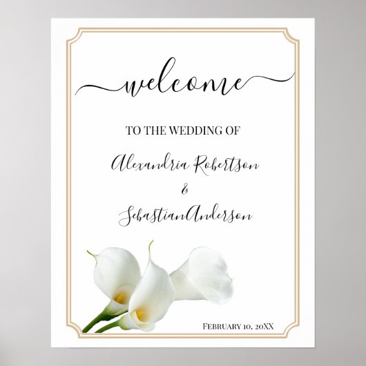 Calla Lily Affiche de bienvenue Mariage (Devant)