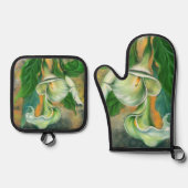 Calla Lily Bloemen Oven Mitt & Pot Houder Set (Voorkant)
