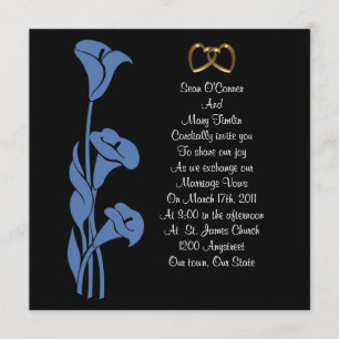 Calla Lily Blue op zwarte uitnodiging