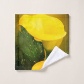 Calla Lily Bright Yellow Feuilles Bokeh (Gant de toilette)