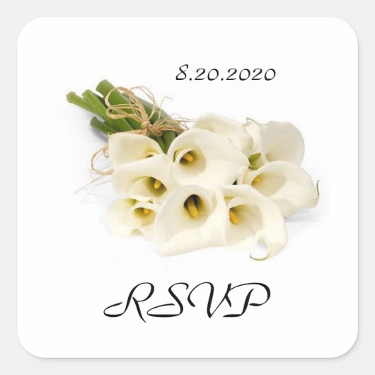 Calla Lily bruiloft uitnodiging Envelope Seals Vierkante Sticker (Voorkant)