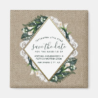 Calla Lily Burlap Bruiloft Save the Date Magneten