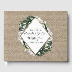 Calla Lily Burlap en Lace bruiloft gastenboek