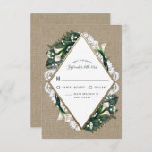 Calla Lily Burlap et Cartes RSVP de mariage de den (Devant / Derrière)