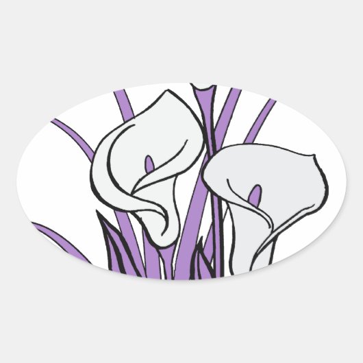 Calla Lily Design Ovale Sticker (Voorkant)