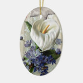 Calla Lily en Cross Pasen Keramisch Ornament (Links)